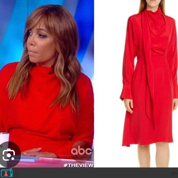 NWT Jason Wu Tie Neck Red Dress - As Seen on The View - Size 8 Midi Length - Picture 6 of 16
